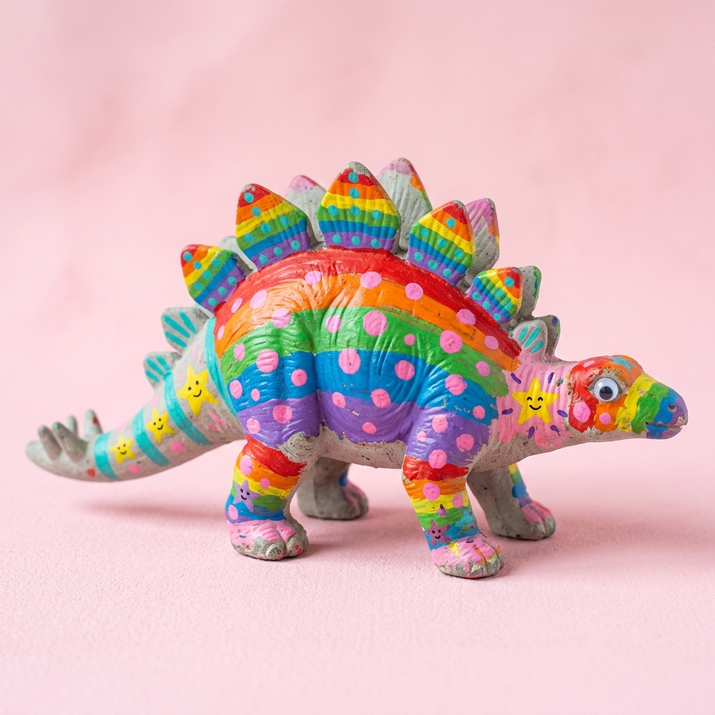 Painted Concrete Dinosaur Creation